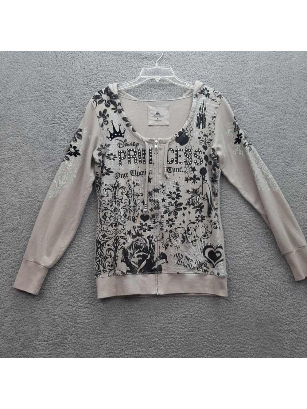 Disney Parks Womens Princess Once upon a time Graphic Zip-Up Hoodie M swoop neck